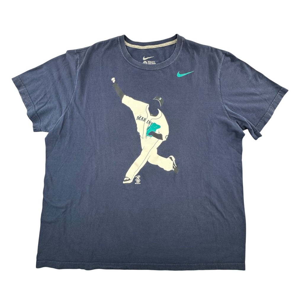 Nike Seattle Mariners MLB Graphic T-Shirt Mens XXL Navy Blue Pitcher 2013 Tee